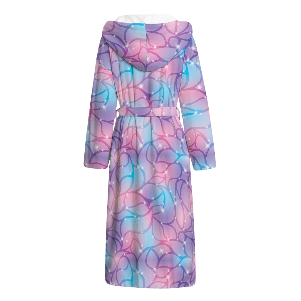 Floral Sparkle Print Hooded Bathrobe