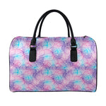 Floral Sparkle Print Leather Duffle Bag