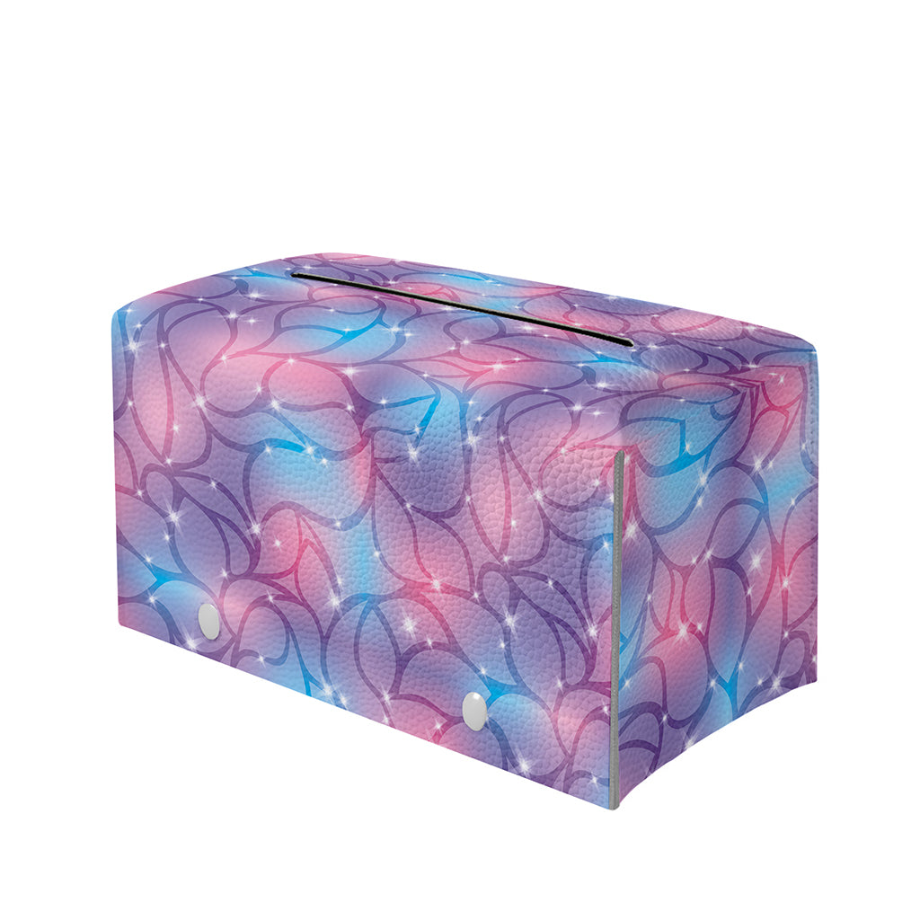 Floral Sparkle Print Leather Tissue Box Cover