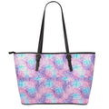 Floral Sparkle Print Leather Tote Bag With Zipper