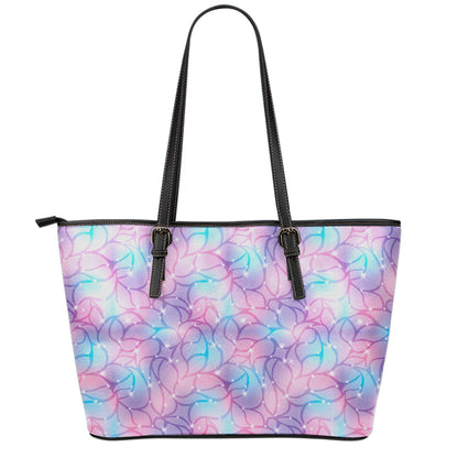 Floral Sparkle Print Leather Tote Bag