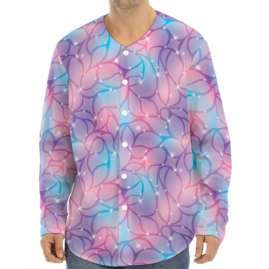 Floral Sparkle Print Long Sleeve Baseball Jersey