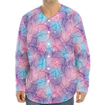 Floral Sparkle Print Long Sleeve Baseball Jersey