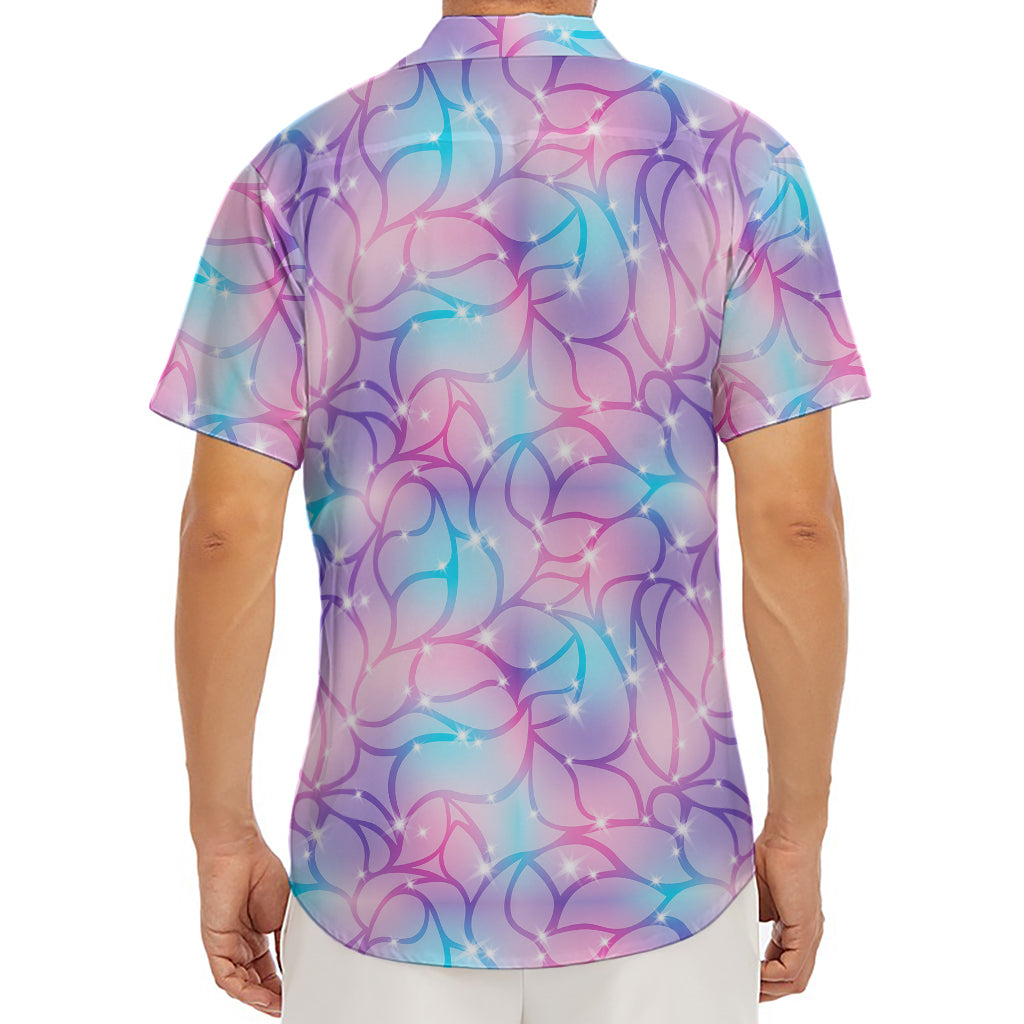 Floral Sparkle Print Men's Deep V-Neck Shirt