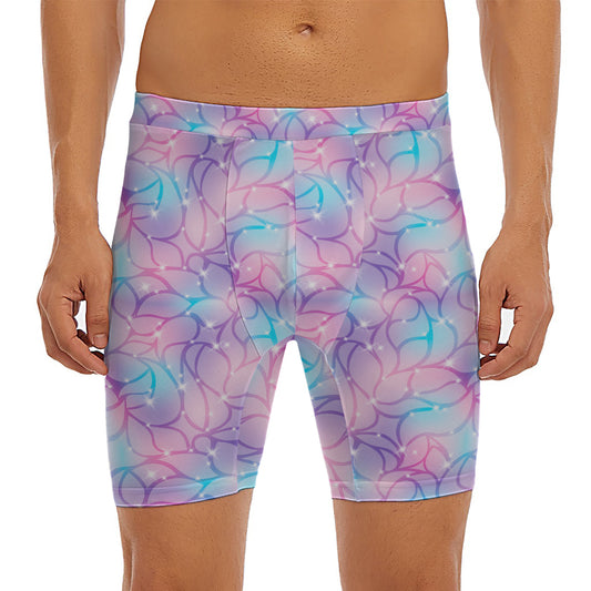 Floral Sparkle Print Men's Long Boxer Briefs