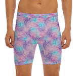 Floral Sparkle Print Men's Long Boxer Briefs