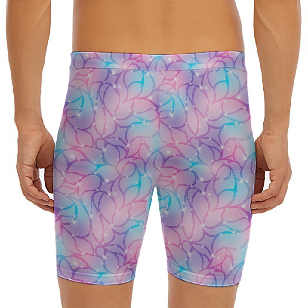 Floral Sparkle Print Men's Long Boxer Briefs