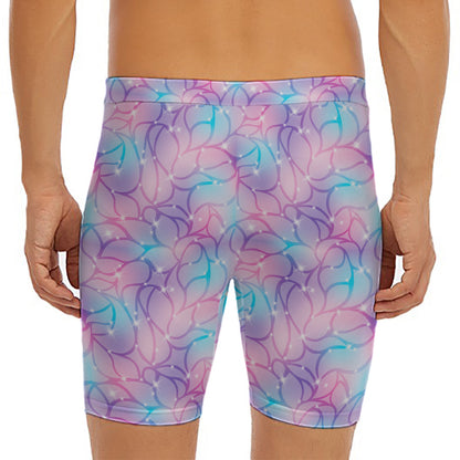Floral Sparkle Print Men's Long Boxer Briefs