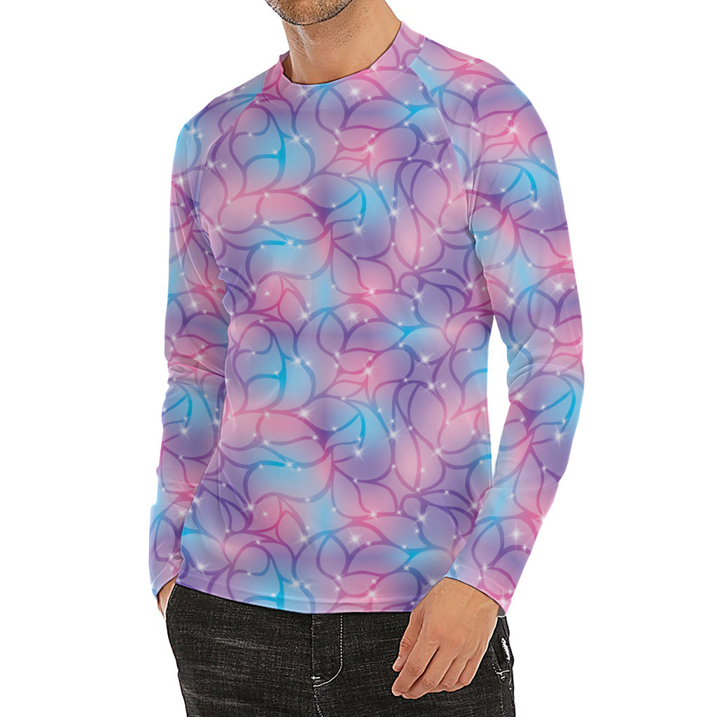 Floral Sparkle Print Men's Long Sleeve Rash Guard