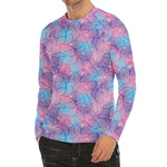 Floral Sparkle Print Men's Long Sleeve Rash Guard