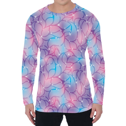 Floral Sparkle Print Men's Long Sleeve T-Shirt