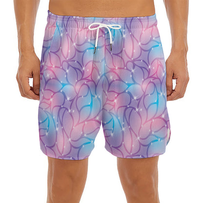 Floral Sparkle Print Men's Split Running Shorts