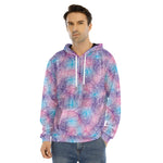 Floral Sparkle Print Men's Velvet Pullover Hoodie