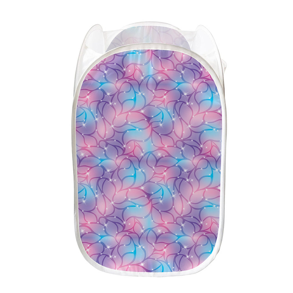 Floral Sparkle Print Mesh Laundry Hamper