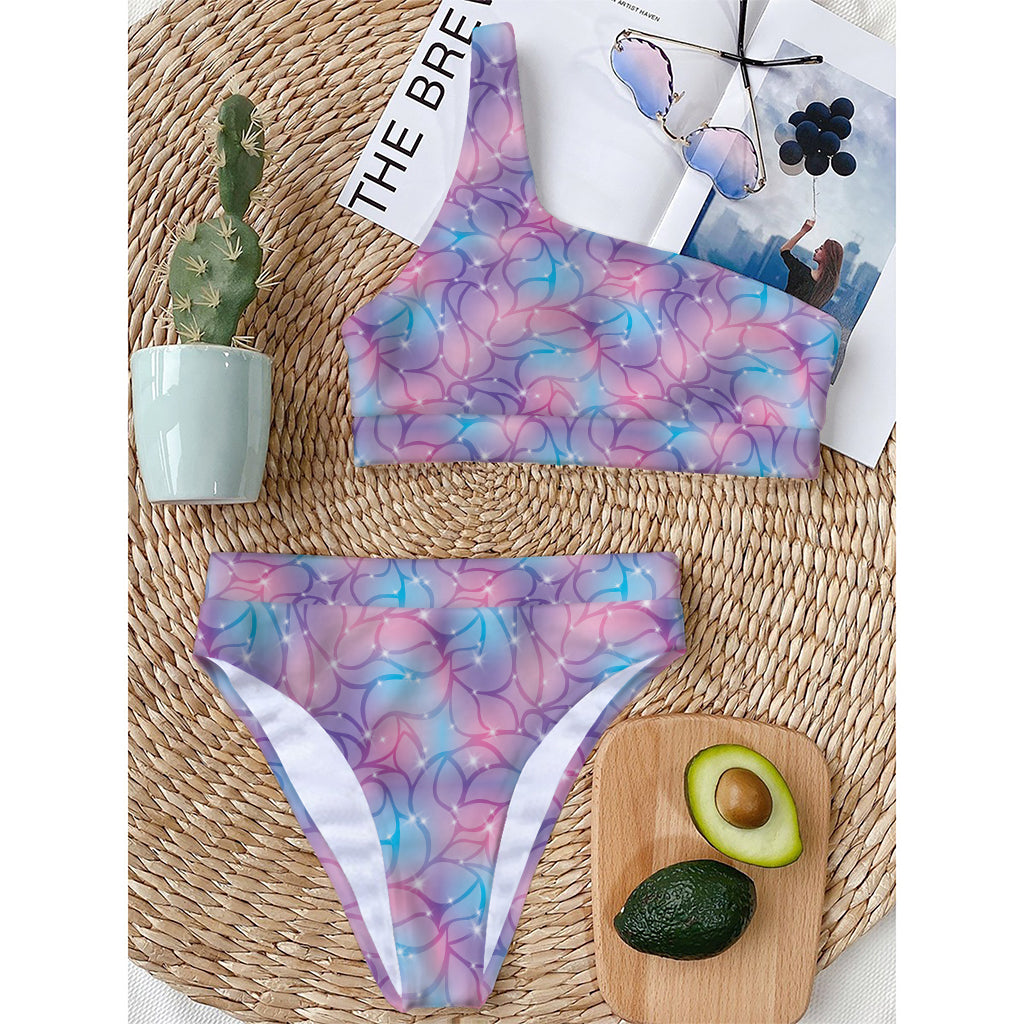 Floral Sparkle Print One Shoulder Bikini Top