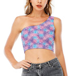Floral Sparkle Print One Shoulder Crop Top