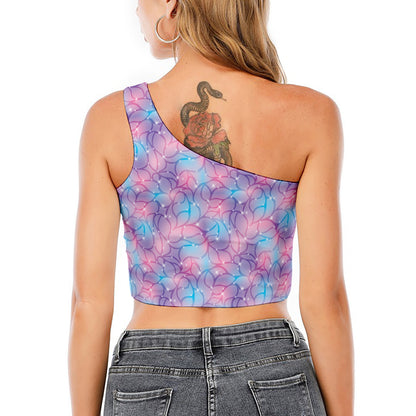 Floral Sparkle Print One Shoulder Crop Top