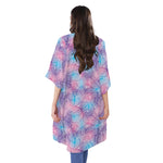 Floral Sparkle Print Open Front Beach Cover Up