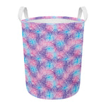 Floral Sparkle Print Round Laundry Basket