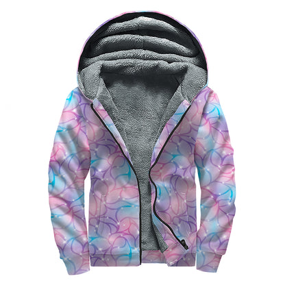 Floral Sparkle Print Sherpa Lined Zip Up Hoodie