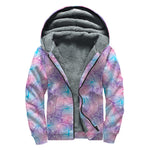 Floral Sparkle Print Sherpa Lined Zip Up Hoodie