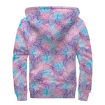 Floral Sparkle Print Sherpa Lined Zip Up Hoodie