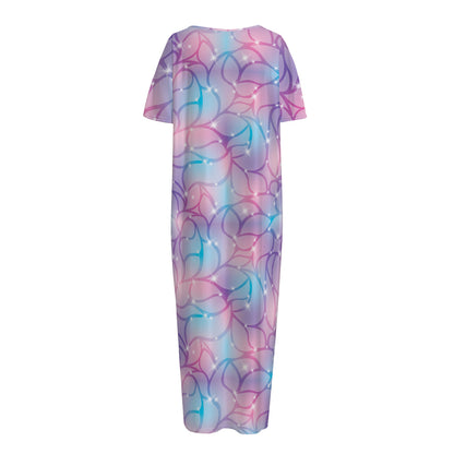Floral Sparkle Print Short Sleeve Long Nightdress