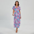 Floral Sparkle Print Short Sleeve Maxi Dress