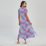 Floral Sparkle Print Short Sleeve Maxi Dress