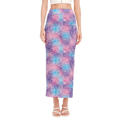 Floral Sparkle Print Side Slit Maxi Skirt