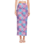 Floral Sparkle Print Side Slit Maxi Skirt