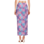 Floral Sparkle Print Side Slit Maxi Skirt