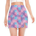 Floral Sparkle Print Side Slit Mini Skirt