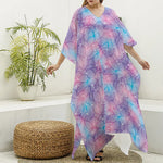 Floral Sparkle Print Silk V-Neck Kaftan Dress