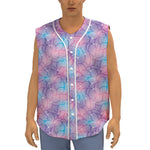 Floral Sparkle Print Sleeveless Baseball Jersey