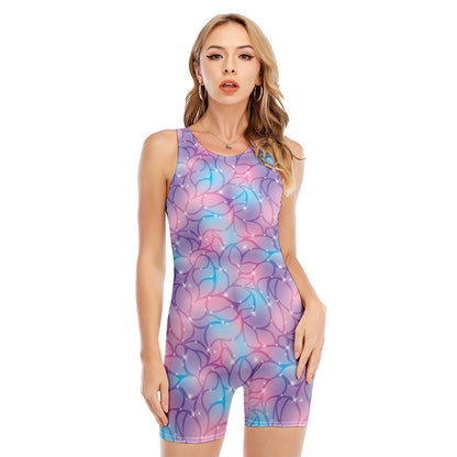 Floral Sparkle Print Sleeveless One Piece Swimsuit