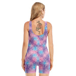 Floral Sparkle Print Sleeveless One Piece Swimsuit