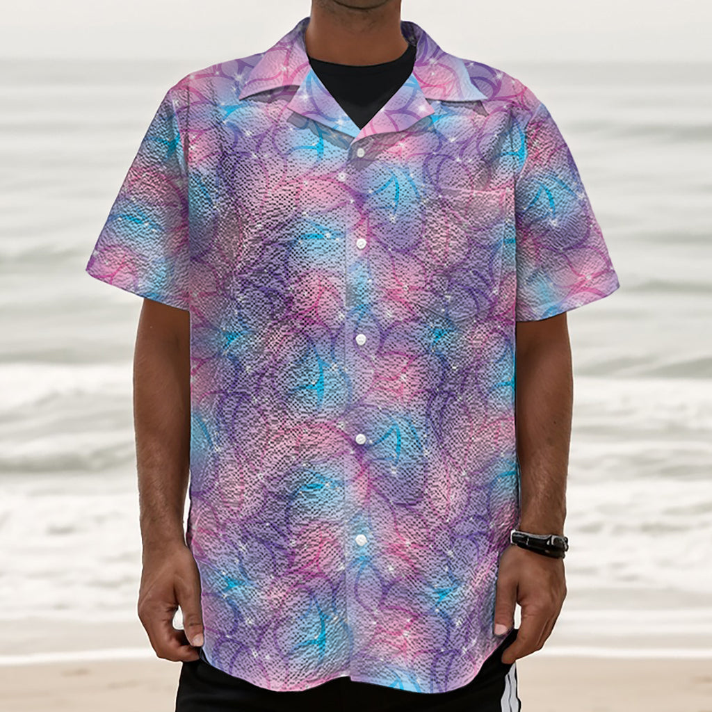 Floral Sparkle Print Textured Short Sleeve Shirt