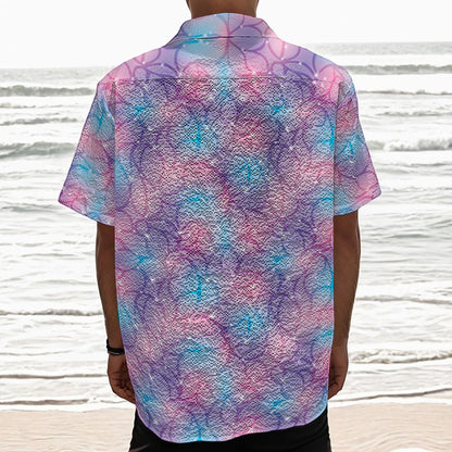 Floral Sparkle Print Textured Short Sleeve Shirt