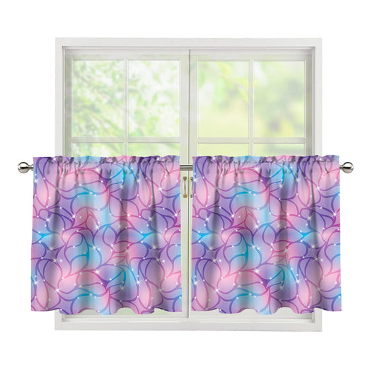 Floral Sparkle Print Tier Curtains