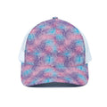 Floral Sparkle Print White Mesh Trucker Hat