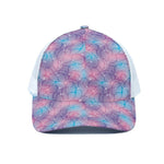 Floral Sparkle Print White Mesh Trucker Cap