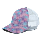 Floral Sparkle Print White Mesh Trucker Cap