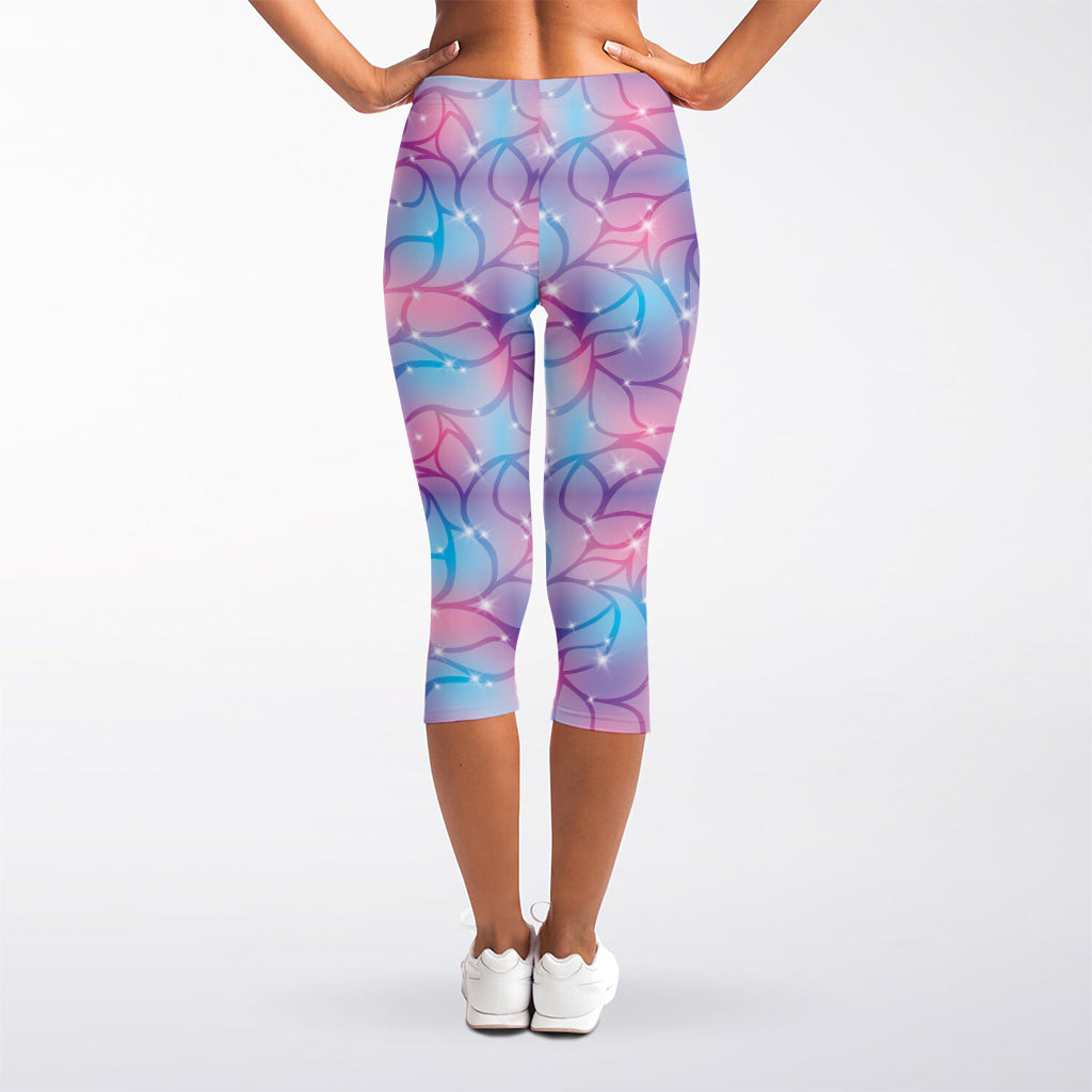 Floral Sparkle Print Women's Capri Leggings