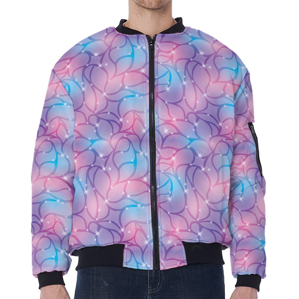 Floral Sparkle Print Zip Sleeve Bomber Jacket