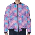 Floral Sparkle Print Zip Sleeve Bomber Jacket