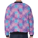 Floral Sparkle Print Zip Sleeve Bomber Jacket