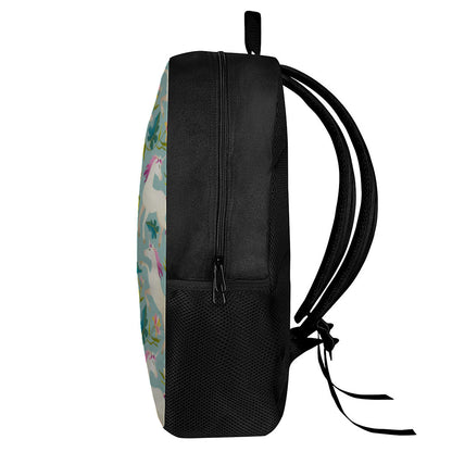Floral Unicorn Pattern Print 17 Inch Backpack