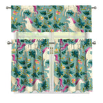 Floral Unicorn Pattern Print 3 Piece Kitchen Curtains