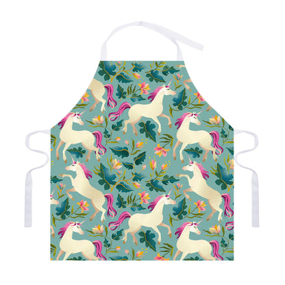 Floral Unicorn Pattern Print Adjustable Apron